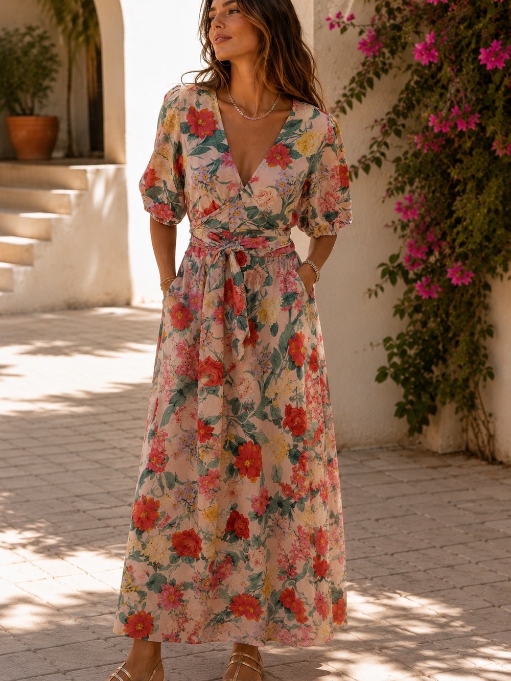 🌸 LoveShack-Inspired Floral Wrap Maxi Dress 🌸
